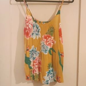 Super cute Old Navy Mustard Yellow Floral Tank!